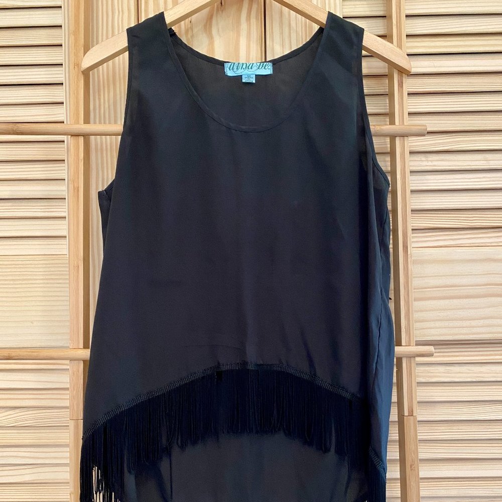 Aina Be Fringe Black Tank
